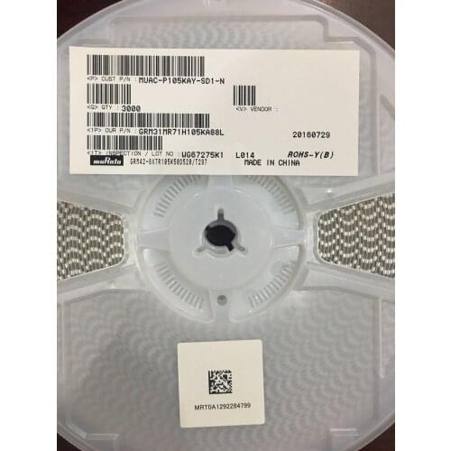 GRM31MR71H105KA88L SMD MLCC 1206 1uF(105) ±10% 50V Ceramic Capacitor GRM31MR71C105KA01L SMD MLCC 1206 1uF(105) ±10% 16V Cera