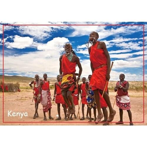 Travel Refrigerator Magnets 78*54mm,Maasai Warriors Dancing Maasai Mara National Reserve Kenya Tourist Rigid Magnets 20653
