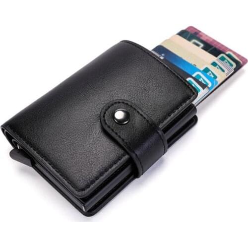 Metal Credit ID Card Holder Purse for Men Women Aluminium RFID Blocking Hasp Wallet PU Leather Bank Cardholder Case Money bag