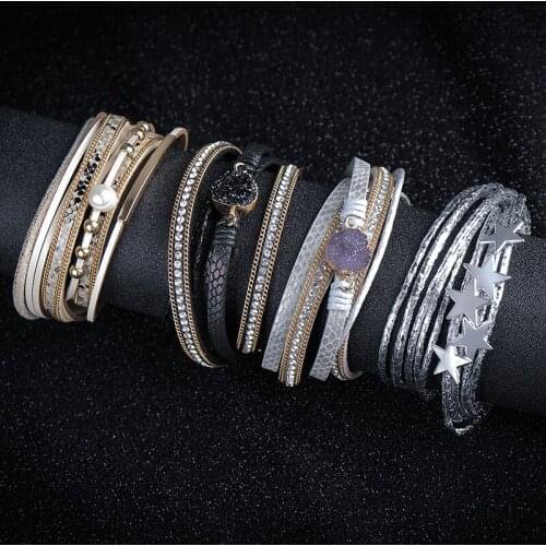 MISANANRYNE Leather Bracelets