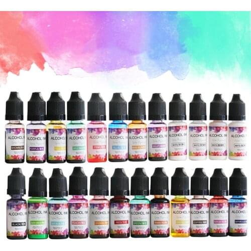10ml Resin Pigment Kit Art Ink Alcohol Liquid Colorant Dye Ink Diffusion DIY UV Epoxy Resin Mold Jewelry Making 24 Color/Set