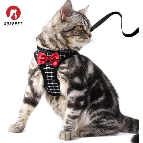 Escape Proof Cat Harness with Leash, Adjustable Cat Walking Jackets, Padded Cat Vest cat clothes