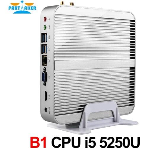 Partaker Broadwell PC Win10 Fanless Mini PC Core i5 5250U 4K HTPC Graphics 6000 HDMI VGA 300M Wifi HTPC NUC Computer