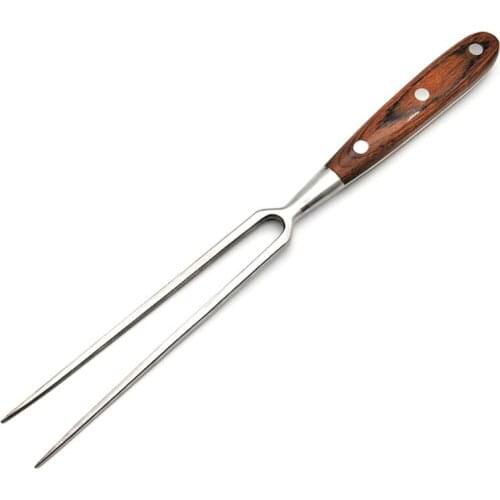 Portable Outdoor Barbecue Tool Wooden Handle Barbecue Fork Food Fork Meat Fork G32A