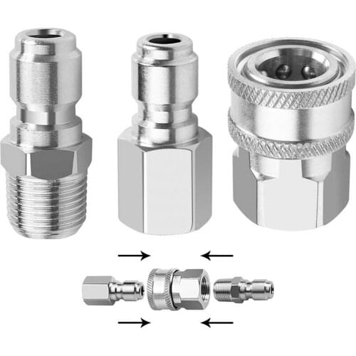 Durable Washer Adapters Stainless Steel 3/8 Quick Connect to 3/8 NPT Pressure Outdoor Anti-resistance Repairing Parts