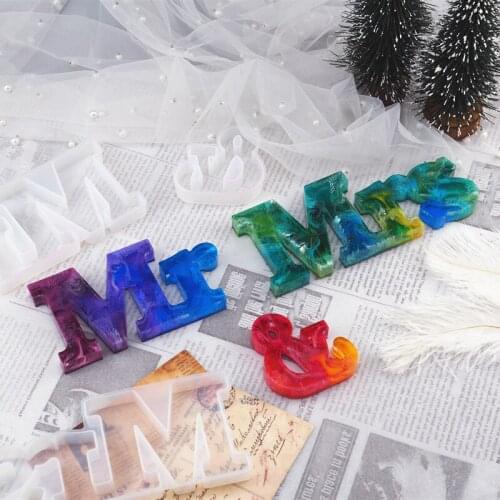 Crystal Glue Epoxy Resin Casting Mold Mr Mrs Letter Mold Alphabet Number Silicone Molds for DIY Jewelry Making Craft Accessories
