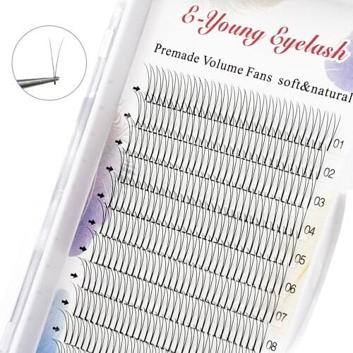 2d False Eyelashes Premade Volume Fans Soft Natural Mink Lashes Individual Eyelash Extension C/D Curl Makeup Fack Eyelashes