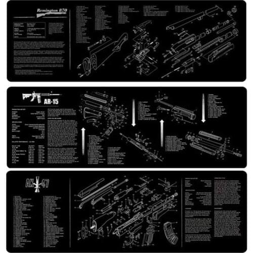 Gun Cleaning Rubber Mat AR15 AK47 MP-5 Beretta 1911 Pistol Mechanical Assembly Drawing Mouse Pad Large Hemming Airsoft Table Pad