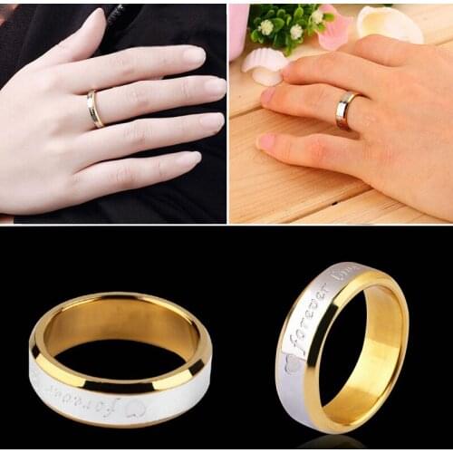 Romantic Forever Love Promise Rings For Couples Brand Steel Gold Lovers Wedding Band Engagement Princess Fashion Jewelry