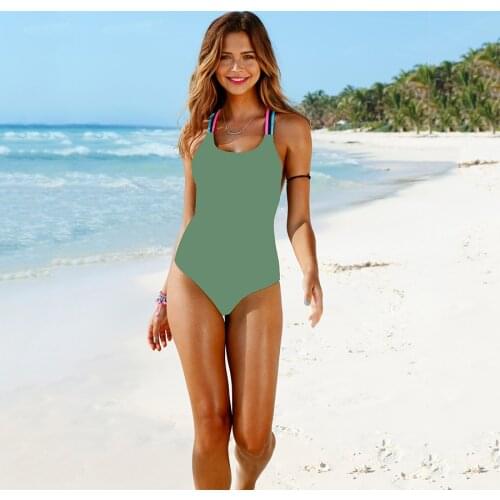 Sexy Monokini Swimwear Women One Piece Swimsuit Colorful Bandage Swimming Suit for Women Bikini 2019 Mujer Maillot De Bain Femme