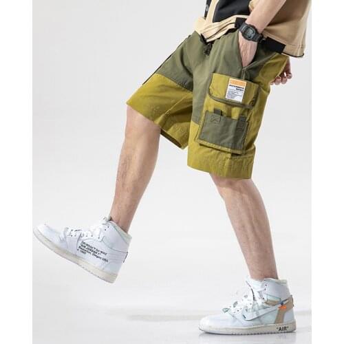 Men Street Style Hip Hop Cargo Shorts Summer Mens Baggy Cotton Pockets Shorts Male Korean Fashion Outwear For Men