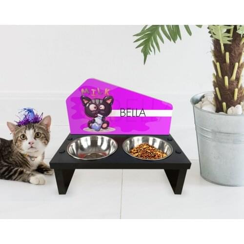 Pet Dostunuza Special Steel Kaseli Wooden Cat Mama and Water Kabı-12 Custom Design Souvenir Beautiful Memories Friends Gift Cute