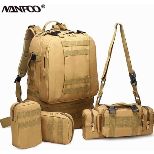 50L Unisex Outdoor Backpack 4 in1 Molle Military Tactical Camouflage Rucksack Camping Hunting Climbing Waterproof Detachable Bag