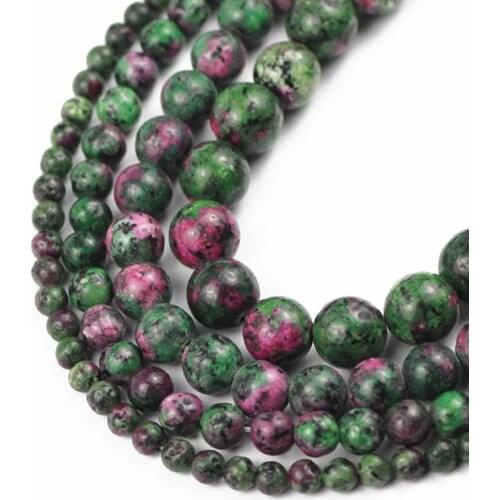 UPGFNK Natural Epidote Rub y zoisite Stone Round spacer Loose beads for Jewelry making bracelet necklace DIY 15" Strand 4/6/8/10