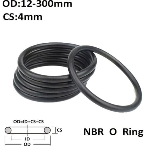 CS 4.0mm OD 12~300mm Black NBR O Ring Seal Gasket Nitrile Butadiene Rubber Spacer Oil Resistance Washer Round Shape