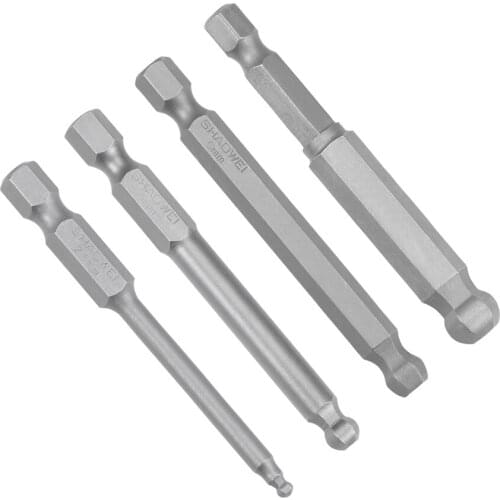 Uxcell Ball End Hex Bits 1/4 Inch Hex Shank 65mm Magnetic 2mm Head Screwdriver Bit for Electric Screwdriver Drill Air etc
