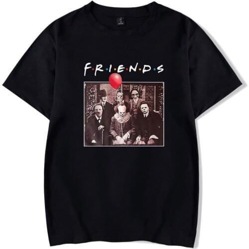 Horror Friends Pennywise Michael Myers Jason Voorhees Halloween Men T Shirt Cotton T-shirt Crewneck Tshirt Tops Casual Clothes