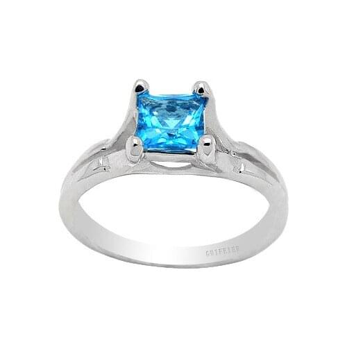 CoLife Jewelry 100% Natural Topaz Engagement Ring 5mm Light Blue Topaz Silver Ring for Wedding 925 Silver Topaz Jewelry