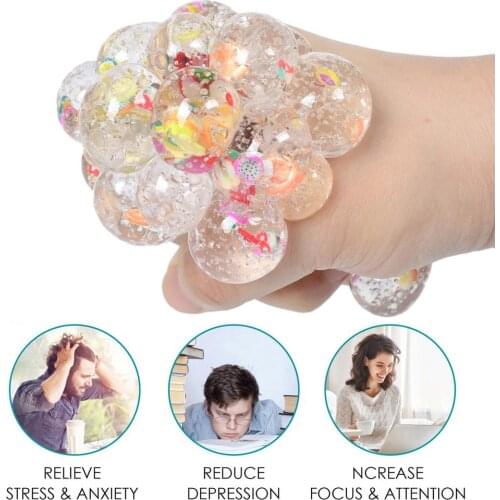 Funny Fruit Slice Grape Squeeze Anti-Stress Squishy Ball Mood Autism Kids Adult Play Vent Toys Children Squeeze Toy Sensory Ball