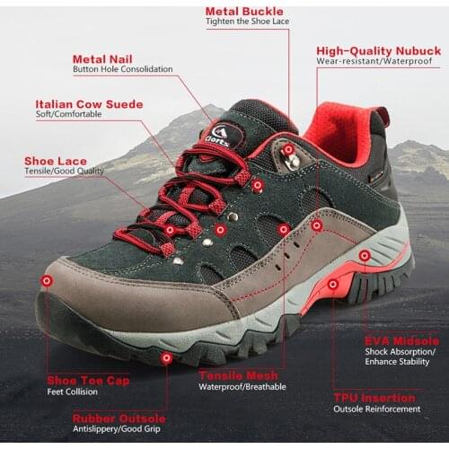 Clorts Suede Men Hiking Shoes Waterproof Trekking Shoes Breathable Rubber Wear-resistant Tourist Shoes HKL-815