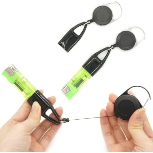 1Pcs Silicone With Retractable Keychain Lighter Protective Cover Regular Size Lighter Holder Sleeve Clip Herb Smoking Accessori