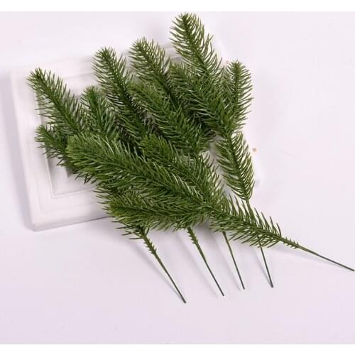 10Pcs Pine Needle Artificial Fake Plant Artificial Flower Branch For Christmas Tree Decoration Accessories Diy Bouquet Xmas Gift