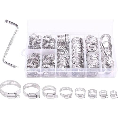 120Pcs Stainless Steel Worm Gear Hose Clamps Duct Clamp Adjustable Hose Clamp Fuel Line Clamp for Plumbing