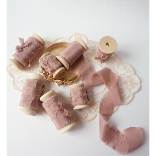 25mm 1" 100% Pure Silk Frayed Edged Ribbon Satin Silk Ribbon For Handcrafts Wedding Party Bridal Bouquet Invitations