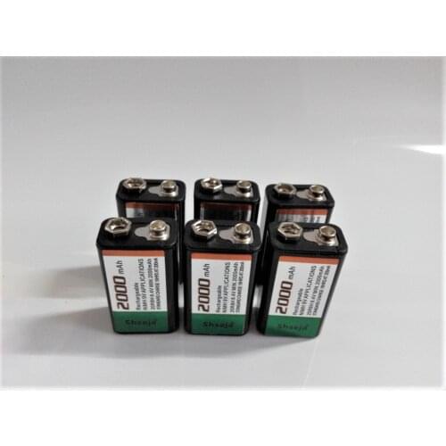 6pcs/lot SHSEJA 2000mAh 9V rechargeable battery 9V NiMH battery for metal detection instrumentation free shipping