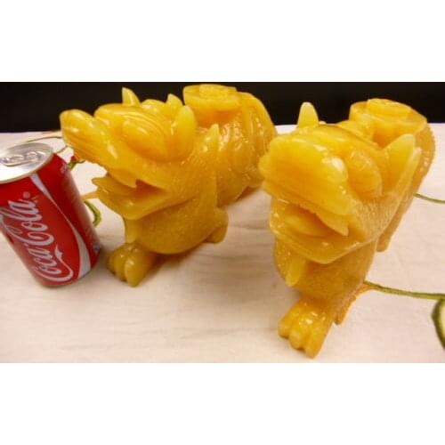 6400g(14 lb) A Pair of Natural Yellow Jade brave troops Hand Carved