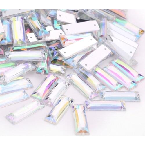 7*21mm rectangle Acryl Glitter Rhinestone Flatback Crystal Sew On Rhinestones For DIY Clothes Sewing Beads 500pcs