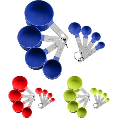 8Pcs/Set Stainless Steel Handle Measuring Spoons Baking Cooking Scale Scoop