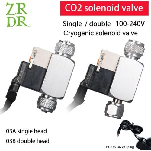 Fish tank low temperature CO2 fish tank solenoid valve, input AC110-240V output DC12V, used for fish tank CO2 adjustment system
