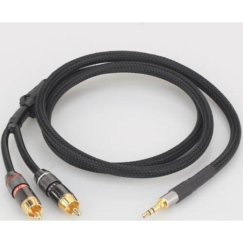 A53+XW60 HiFi cable audio RCA cable Audio signal wire plug 3.5mm straight aux plug convert two RCA plug