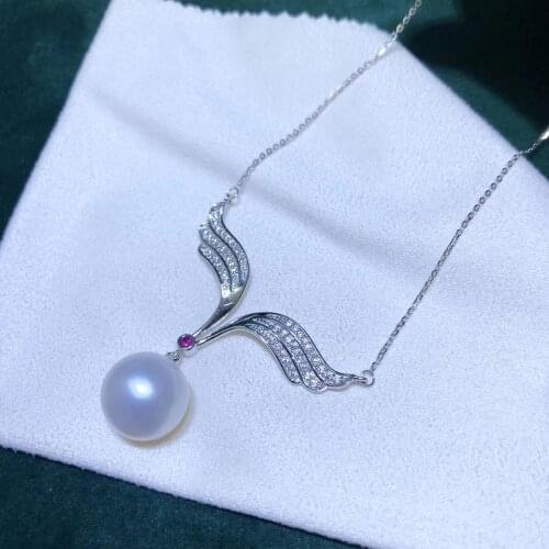 Angels Wing 925 Silver Necklace Chain with Pendant Mountings Findings Jewelry Parts Fittings Accessories for Pearls Beads