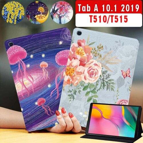 Tablet Case for Samsung Galaxy Tab A 10.1 inch 2019 T510/T515 Anti-Fall Leather Protective Cover + Free Stylus