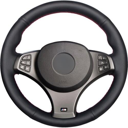 Black Artificial Leather Hand-stitched No-slip Car Steering Wheel Cover for BMW X3 (M Sport) E83 2005 2006 2007 2008 2009 2010