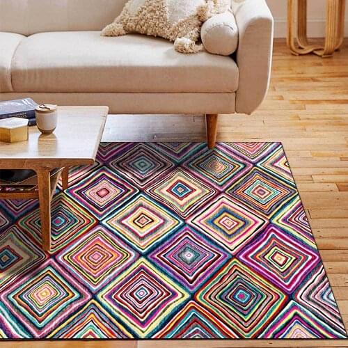 Colorful Lattice 3D printed Carpets for Living Room Bedroom Area Rugs Persian style Home Decor Big Carpet Nordic Parlor Sofa Mat