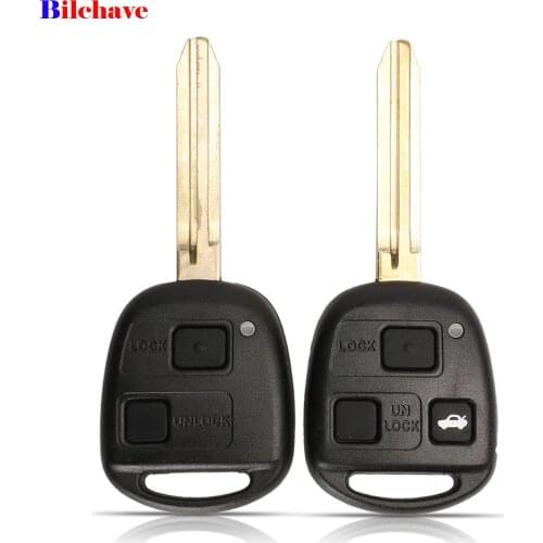 Bilchave 10pcs For Toyota Camry Land Cruser 120 Prado FOB 2/3 Buttons Remote Car Key Shell Case TOY43 Blade Replacement