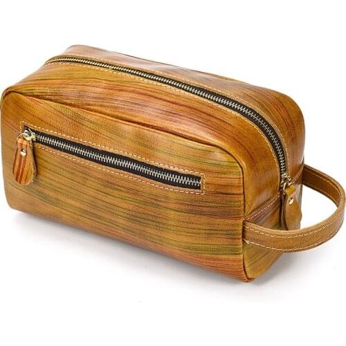 Men Women Creativity Pouch Packing Organizers Makeup Bags Fashion Real Cow Leather Travel Cosmetic Case Pouch Wash Toiletry Bag