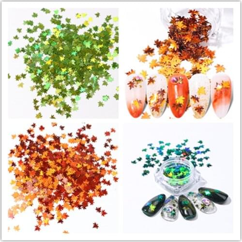 10ml Mirror Maple Leaf Sequined Nail Polish Rainbow Glitter Holographic Gradient Autumn Production Nail Polish Art Decoration