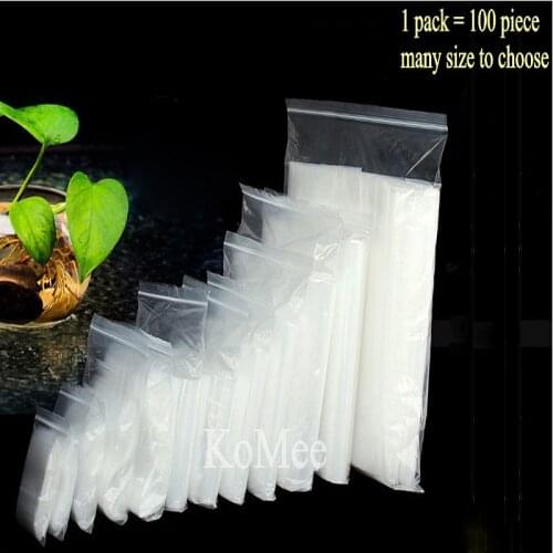 KoMee Heavy-Duty Various Sizes Reclosable Plastic Packaging Bags Zip Lock Poly bags Zipper Clear Ziplock bags(pack of 100 piece)