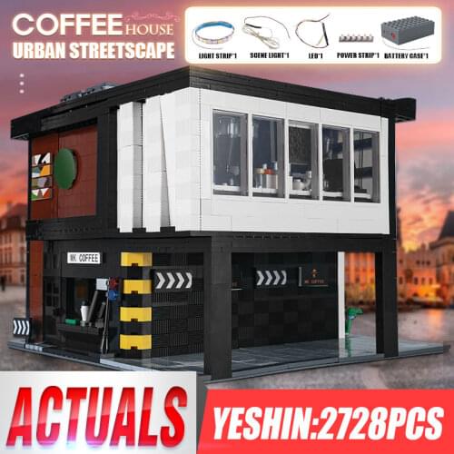 Mould King 16036 MOC City Streetview Building Blocks MODERN CAFE Modular model sets Assembly Bricks Kids Educational Toys Gifts