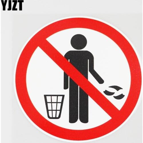 YJZT 12.7CMX12.7CM No Littering Is Allowed Here PVC Decal Superior Quality Car Sticker 11B-0030
