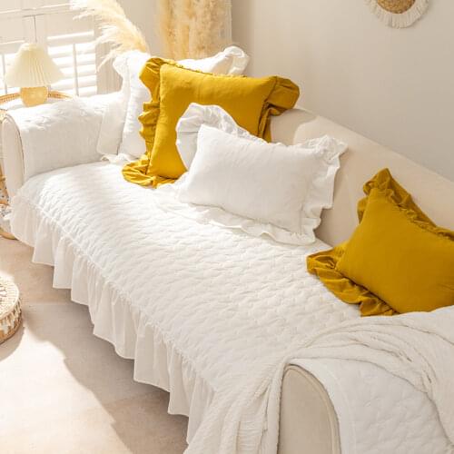 Anti Slip Couch Sofa Covers for Living Room Quilted Cotton Sofa Towels Nordic Solid Slipcovers 1/2/3/4 Seat Sofa Protector Decor