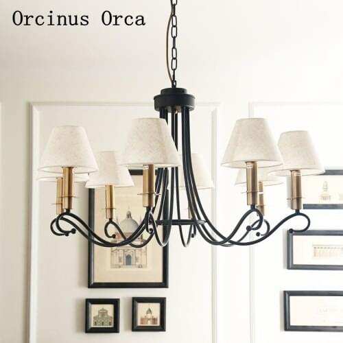 New American retro white chandelier living room dining room bedroom European classic LED iron decorative Chandelier