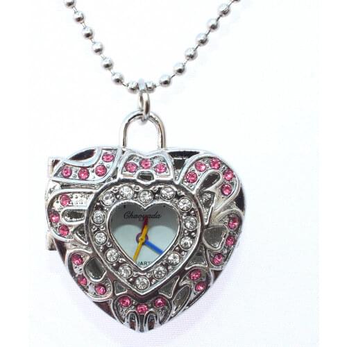 New Arrived Heart shape Fashion Pendant Pocket Necklace Watch Women Lady Girl Men Gift Unisex GL18 with Gift Bag