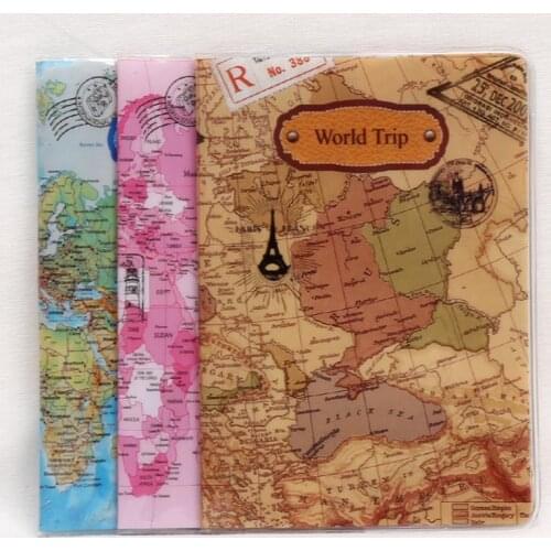 PVC Passport Cover Casual Business Card Holder Men Women Credit Card ID Holders 14*10cm World Map Travel Documents Passport Bags