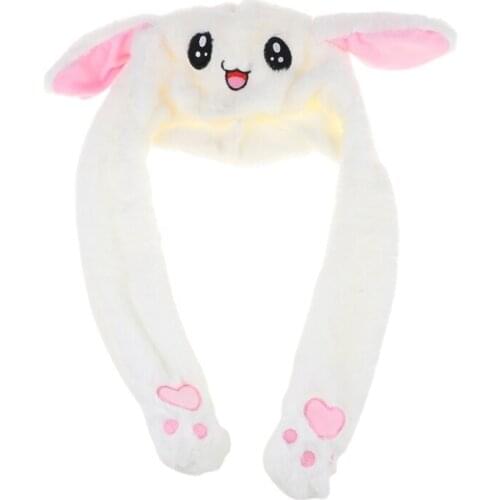 Hot Novelty Rabbit Hat With Moving Ear Plush Toy Gift Kids Toy Party Photo