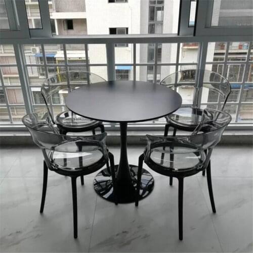 Transparent Dining Chairs for Kitchen Plastic Armchair Home Modern Simple Thickened Leisure Creative Hollow Backrest Round Chair